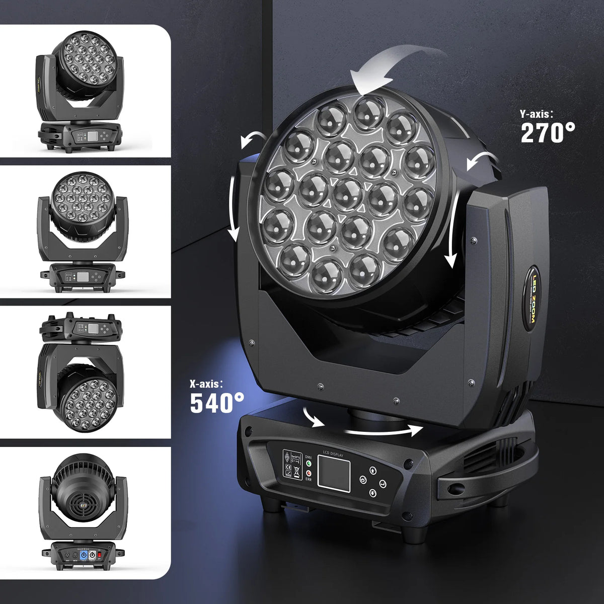 2-Pack 285W RGBW Moving Head Lights – 19×15W Beam, Wash & Zoom Professional DJ Stage Lighting