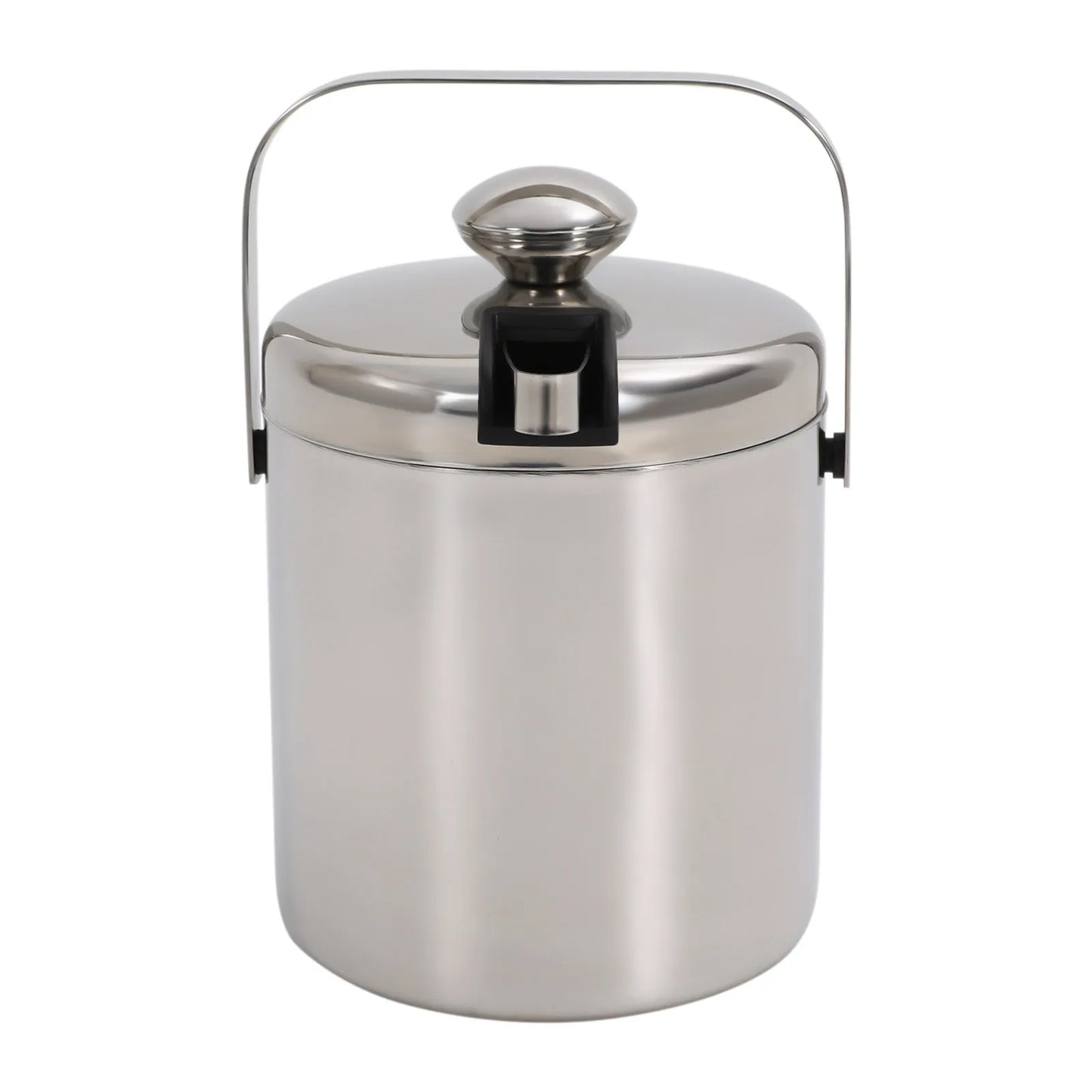 Double-Wall Stainless Steel Ice Bucket with Tongs & Strainer – 1.3L