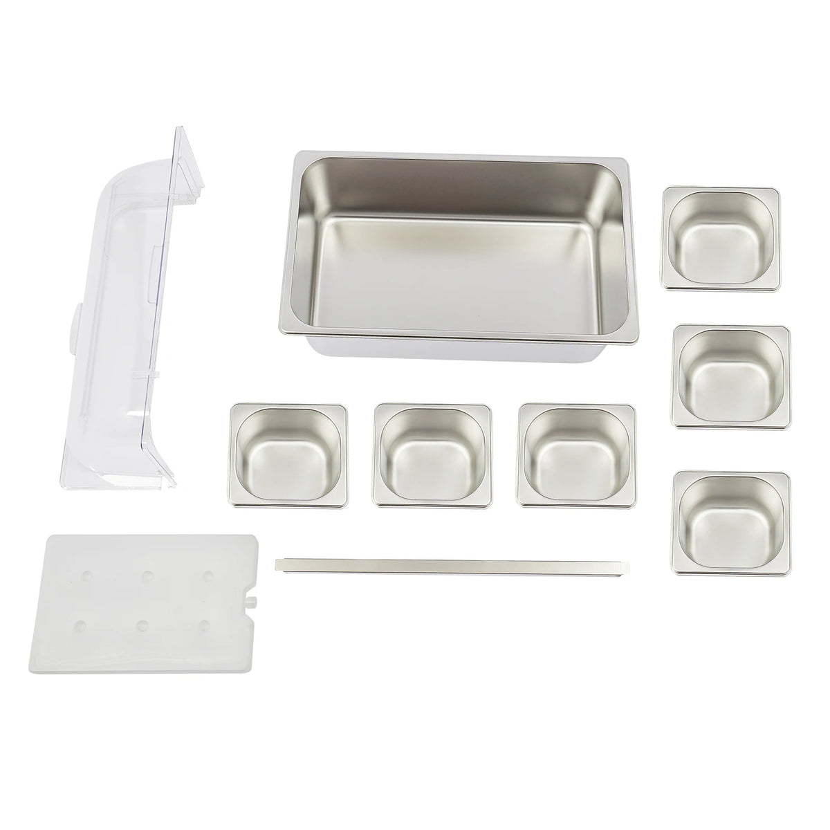 6-Pan Hot & Cold Buffet Serving Station with Roll-Top Cover