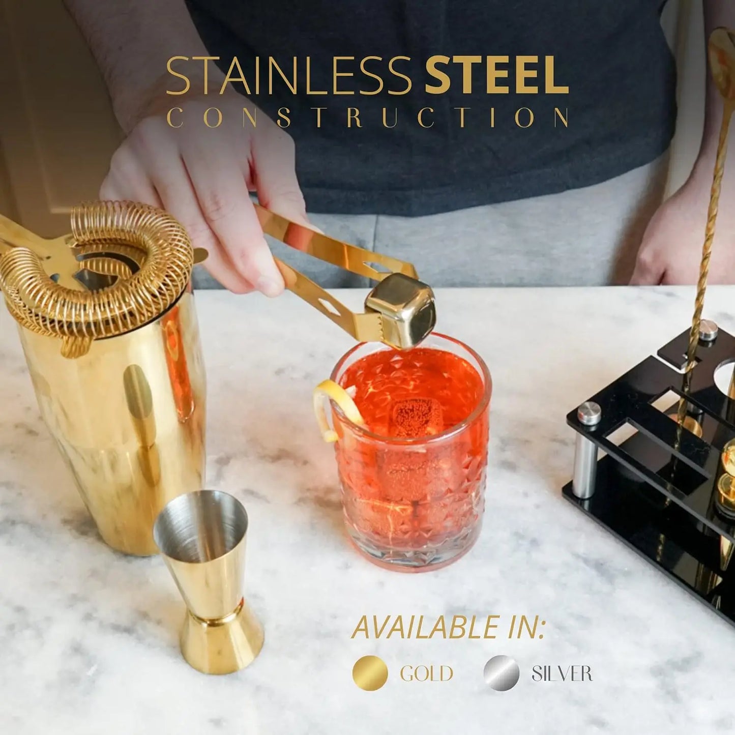 Mixology Bartender Kit – 24 Piece Gold Cocktail Shaker Set with Stand