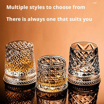 2-Piece 360° Rotating Whiskey Glass Set with Glass Bases