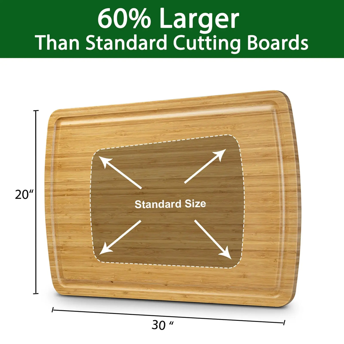 Extra-Large Bamboo Cutting & Charcuterie Board with Juice Groove – 30" × 20"