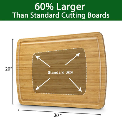 Extra-Large Bamboo Cutting & Charcuterie Board with Juice Groove – 30" × 20"