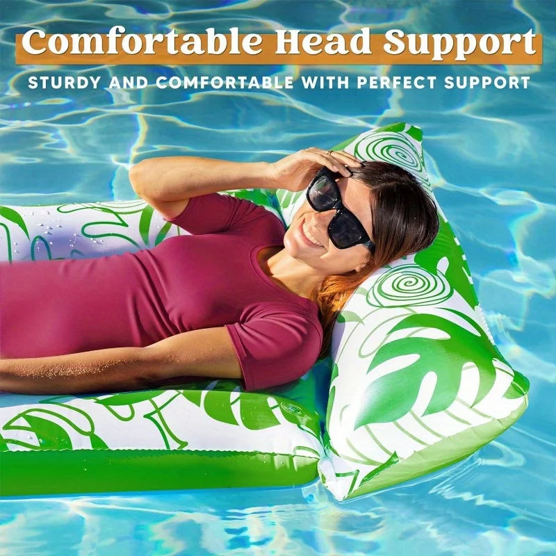 2-Pack Inflatable Pool Loungers with Headrests – Water-Flow Tanning Floats