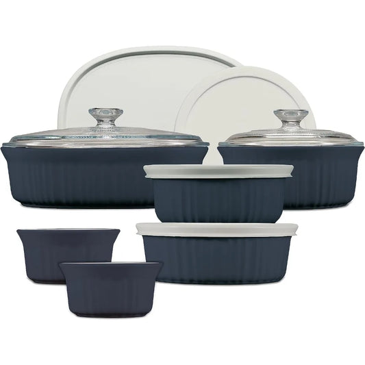 12-Piece Ceramic Stoneware Bakeware Set with Glass & Storage Lids – Oven-to-Table Baking Dishes