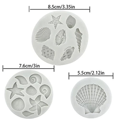 3-Piece Marine Life Silicone Mold Set – Seashell, Starfish & Coral Designs