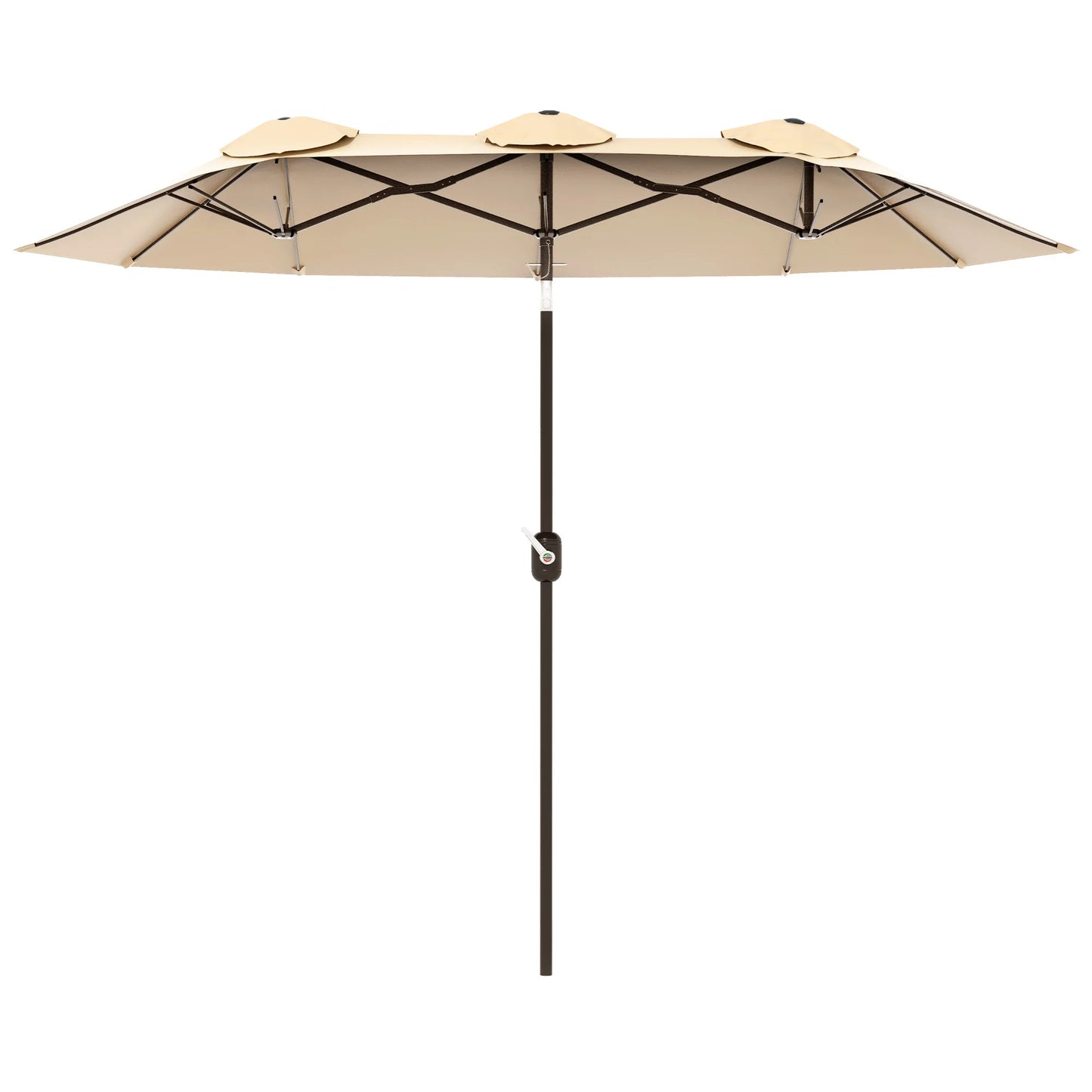 9.7FT Double-Sided Patio Umbrella with Tilt & Crank – Brown