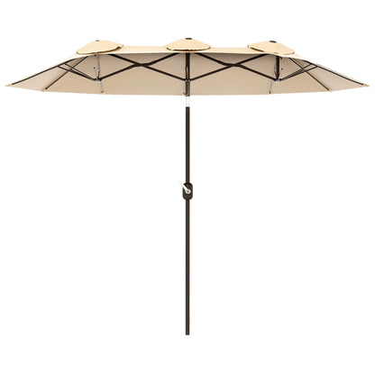 9.7FT Double-Sided Patio Umbrella with Tilt & Crank – Brown