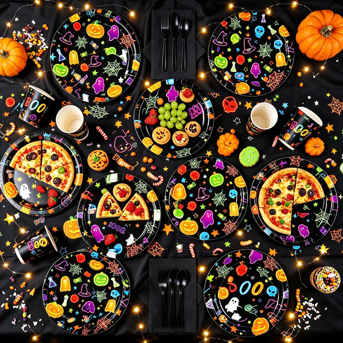 351-Piece Halloween Disposable Tableware Set – Serves 50