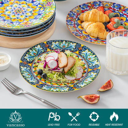 Vancasso Artisan Patterned Porcelain Dinner Plates – 6 or 12 Piece Set