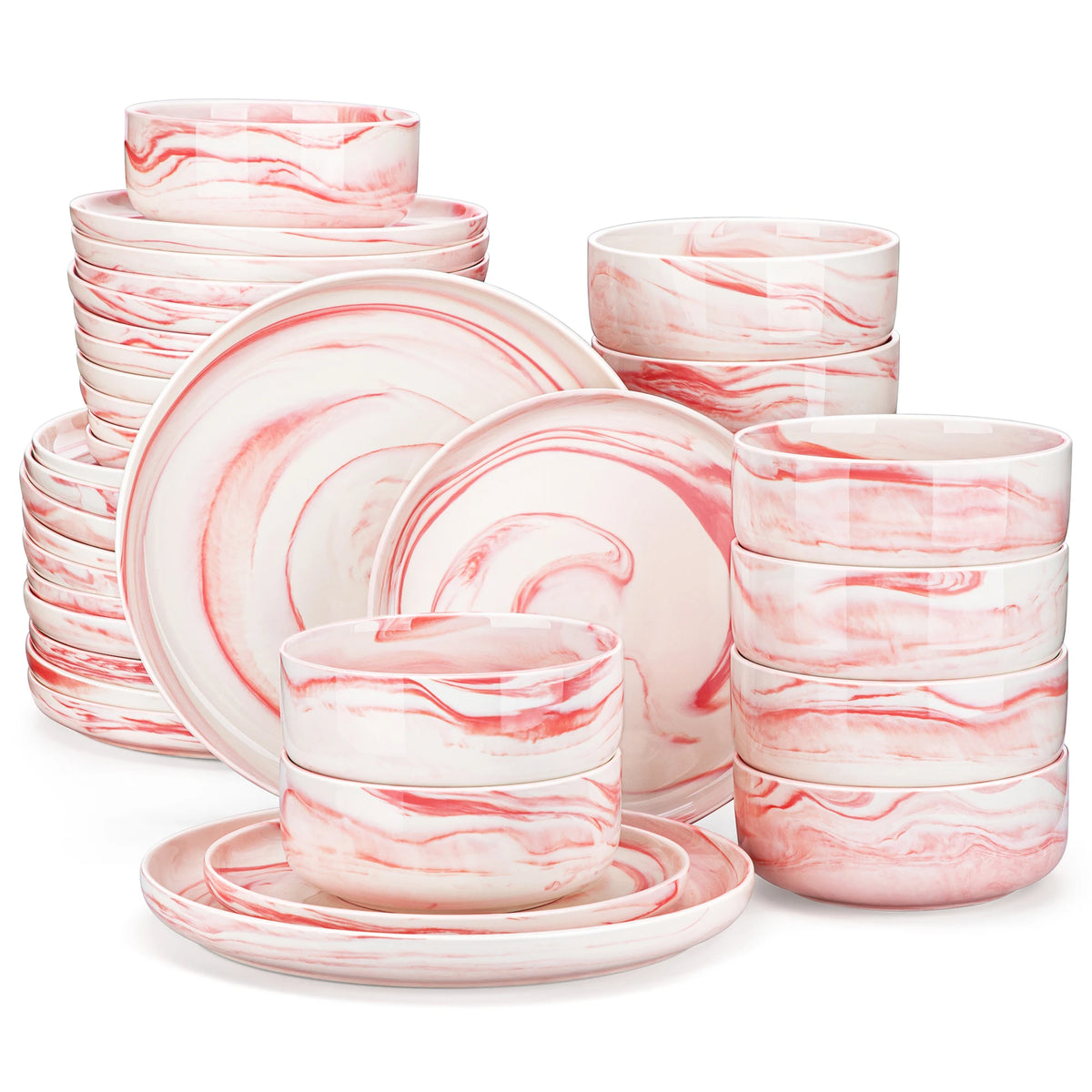 MALACASA Marbled & Classic Porcelain Dinnerware Set – 18 or 36 Piece, Service for 6 or 12