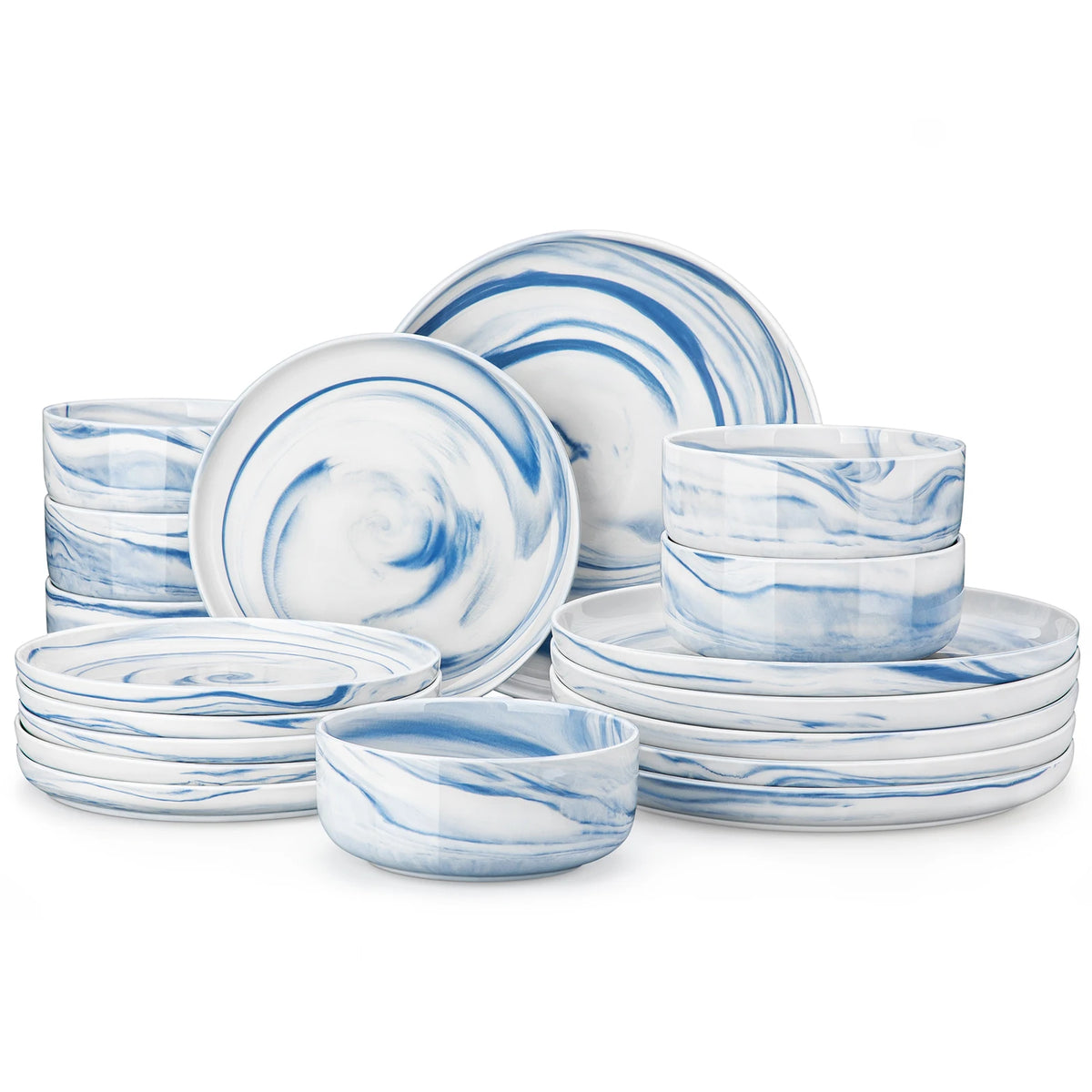 MALACASA Marbled & Classic Porcelain Dinnerware Set – 18 or 36 Piece, Service for 6 or 12