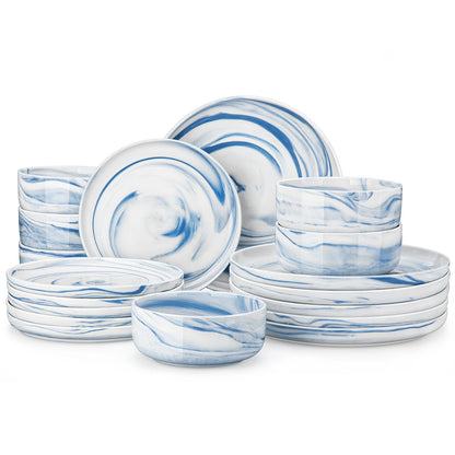 MALACASA Marbled & Classic Porcelain Dinnerware Set – 18 or 36 Piece, Service for 6 or 12