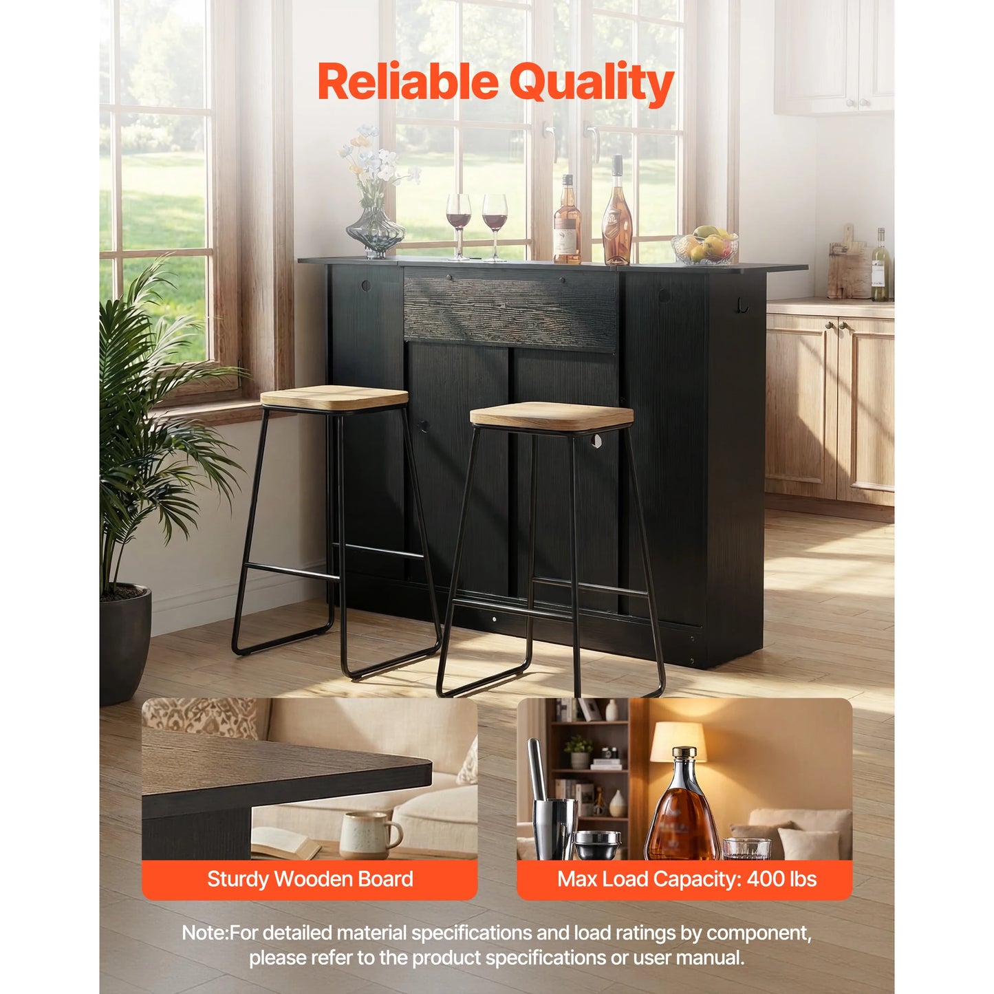 59" 4-Tier Home Bar with LED Lighting – Wine Glass Rack, Bottle Storage, Drawer & Shelves