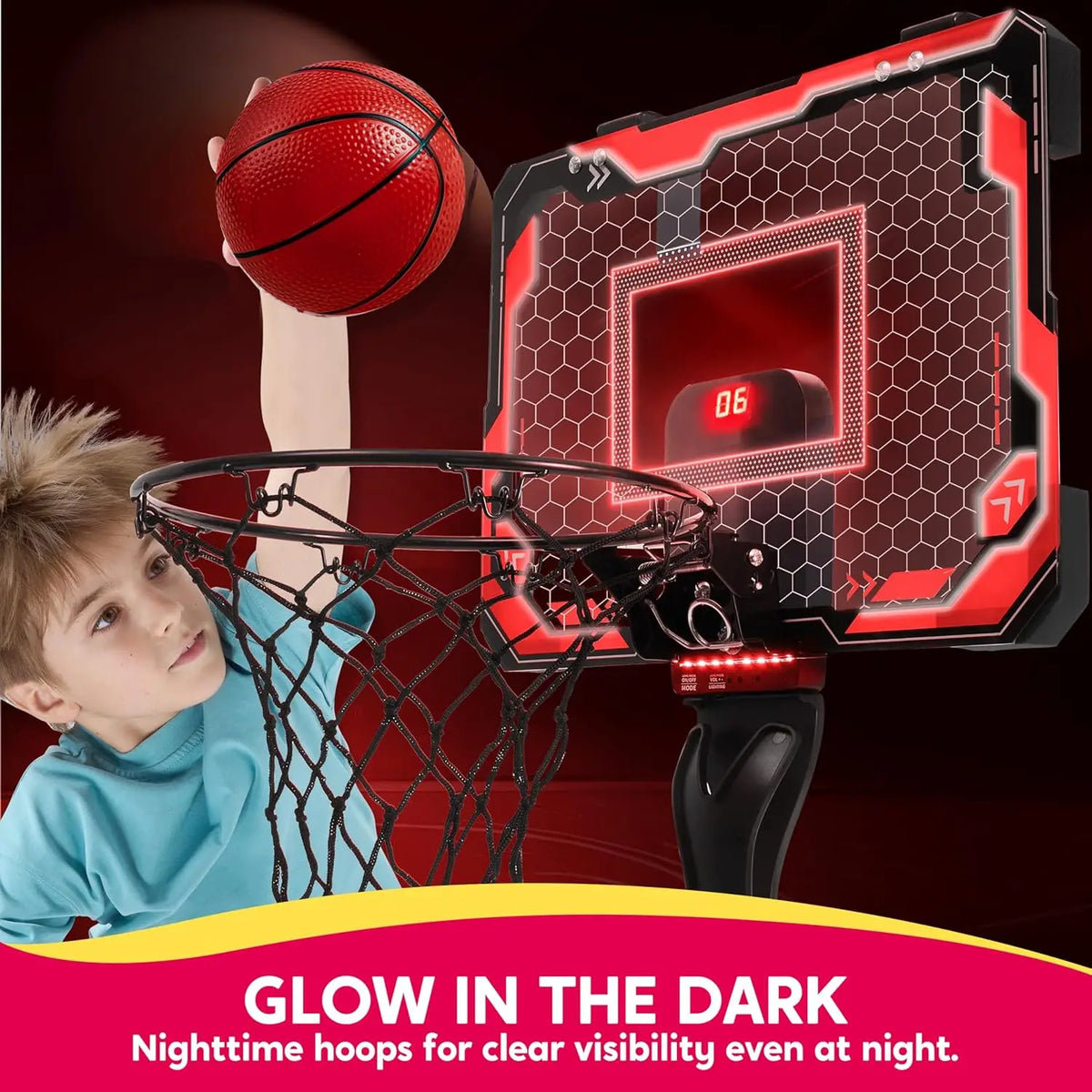 Light-Up Mini Indoor Basketball Hoop Set with Scoreboard & 4 Balls