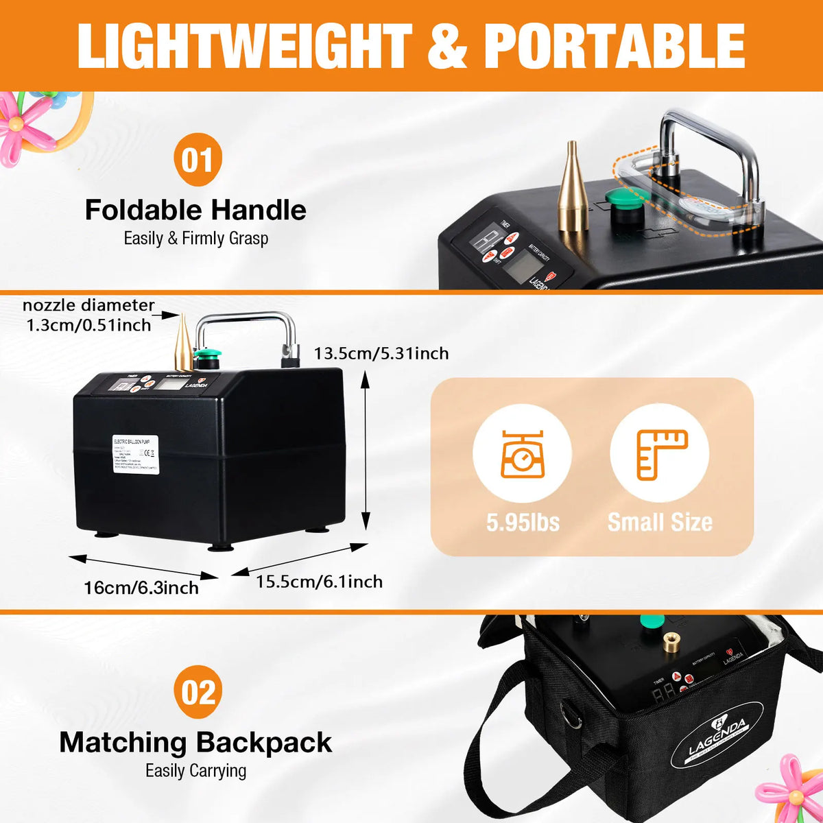 Rechargeable Electric Balloon Pump – 6600mAh Portable Inflator with LCD Display