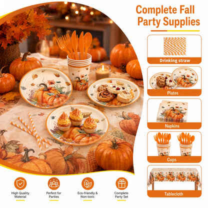 401 Pcs Fall Theme or 402 Pcs Thanksgiving Theme Disposable Tableware Set - Serves 50