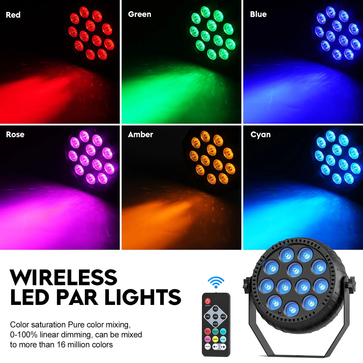 Somspot Rechargeable RGB Mini PAR Lights – Remote & Sound-Activated Party Lighting, 4 or 8 Pack