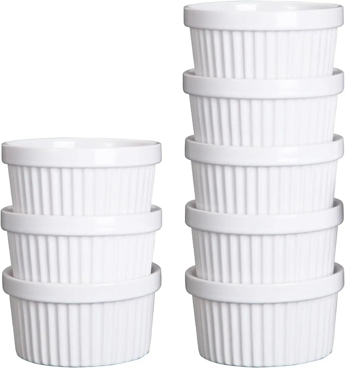 8-Piece 8 oz Porcelain Ramekin Set – Oven-Safe Baking & Serving Bowls for Crème Brûlée, Soufflé & More