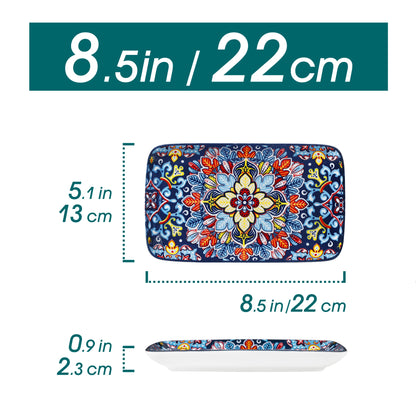 Vancasso Artisan Patterned Rectangular Serving Plates – 6 or 12 Piece Set (8.5x5.1 in / 22x13 cm)