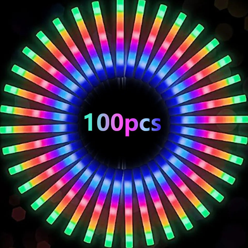 LED Glow Foam Sticks – 100 Piece Party Pack