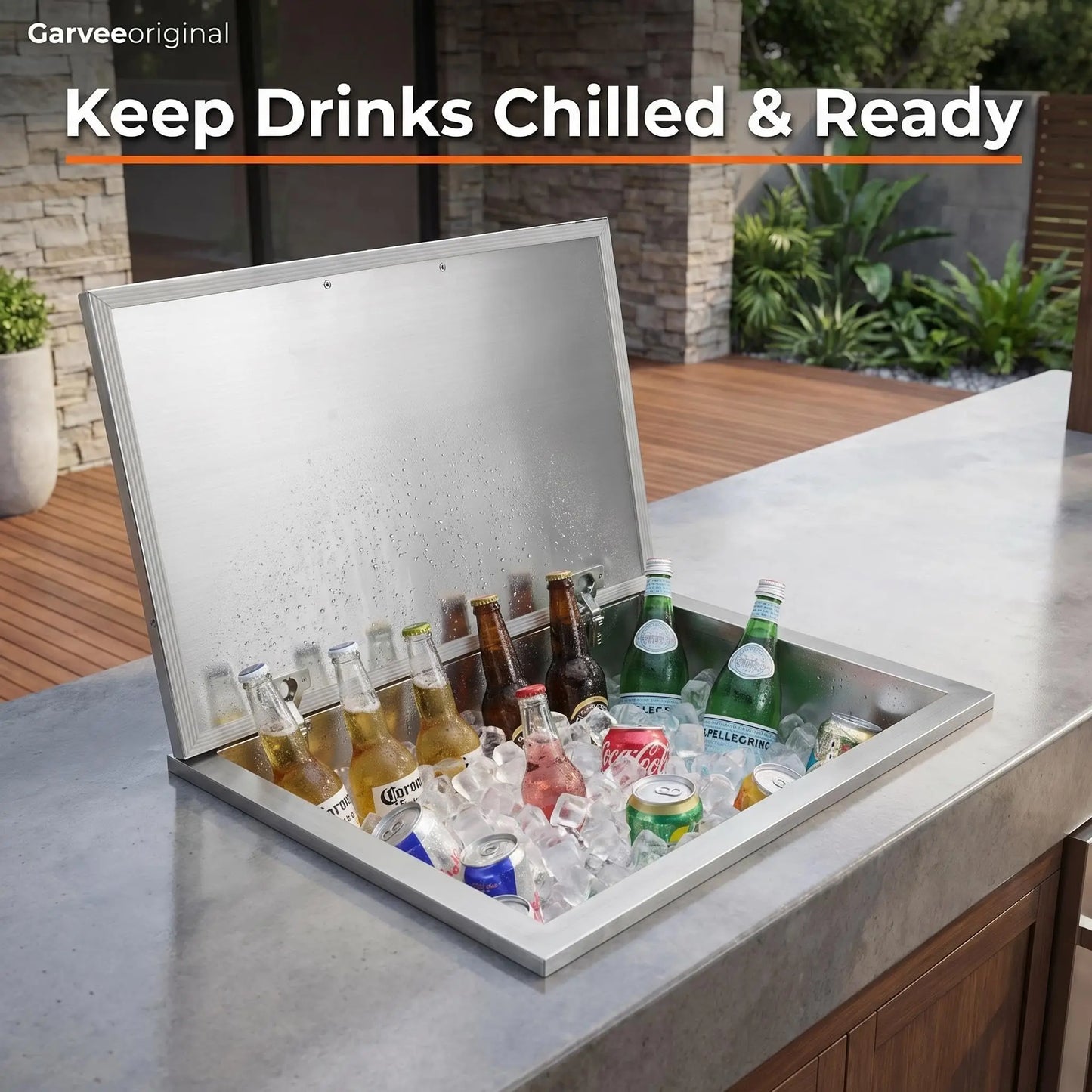 45-Qt Drop-In Stainless Steel Ice Chest with Lid & Drain