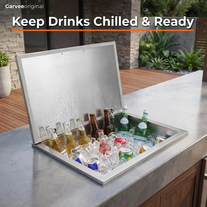 45-Qt Drop-In Stainless Steel Ice Chest with Lid & Drain