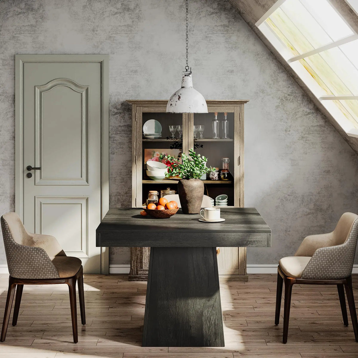 Tribesigns Square Dining Table for 4 – Farmhouse Pedestal Dining & Game Table