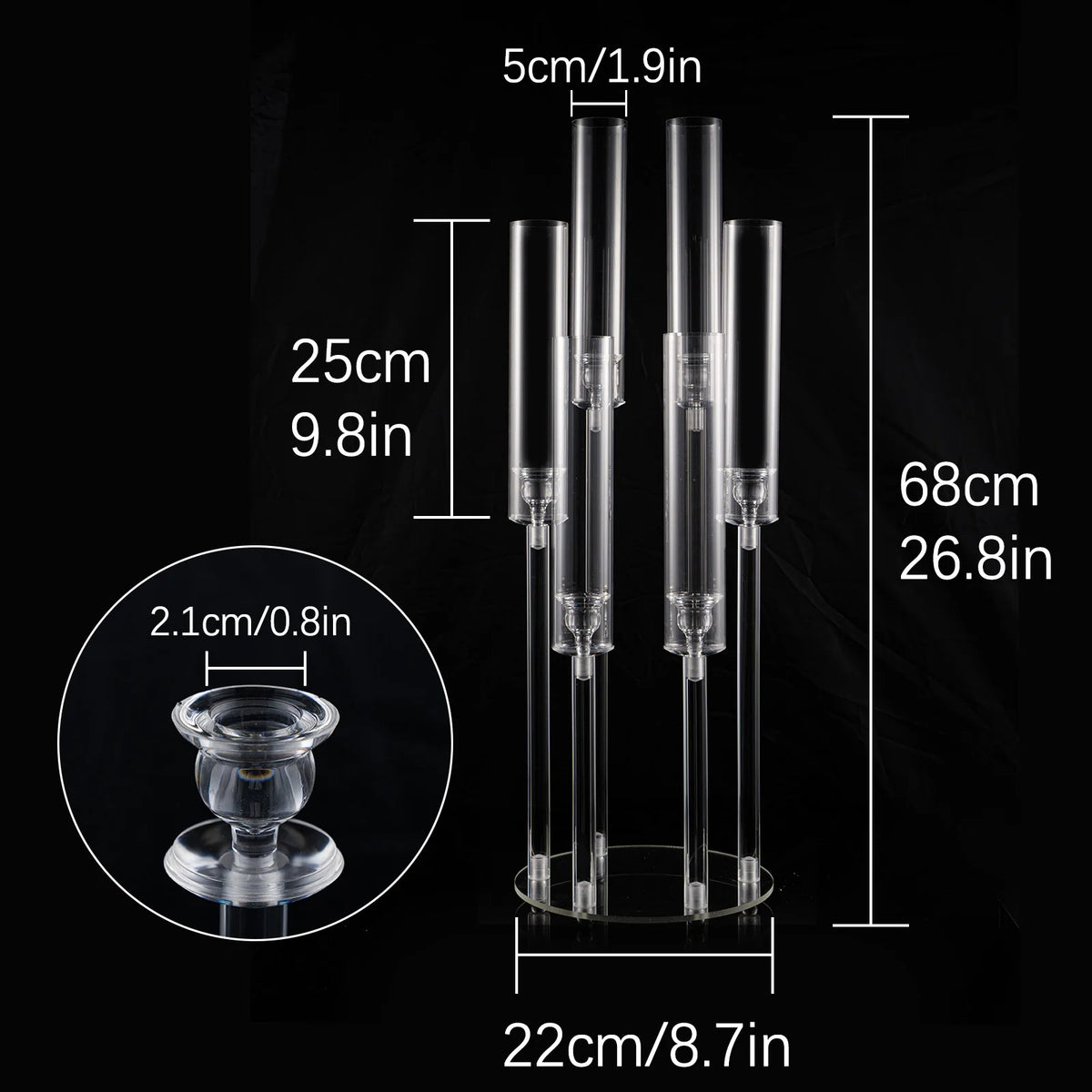 26.8" Clear 6-Arm LED Candelabras – 10 Piece Set
