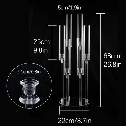 26.8" Clear 6-Arm LED Candelabras – 10 Piece Set