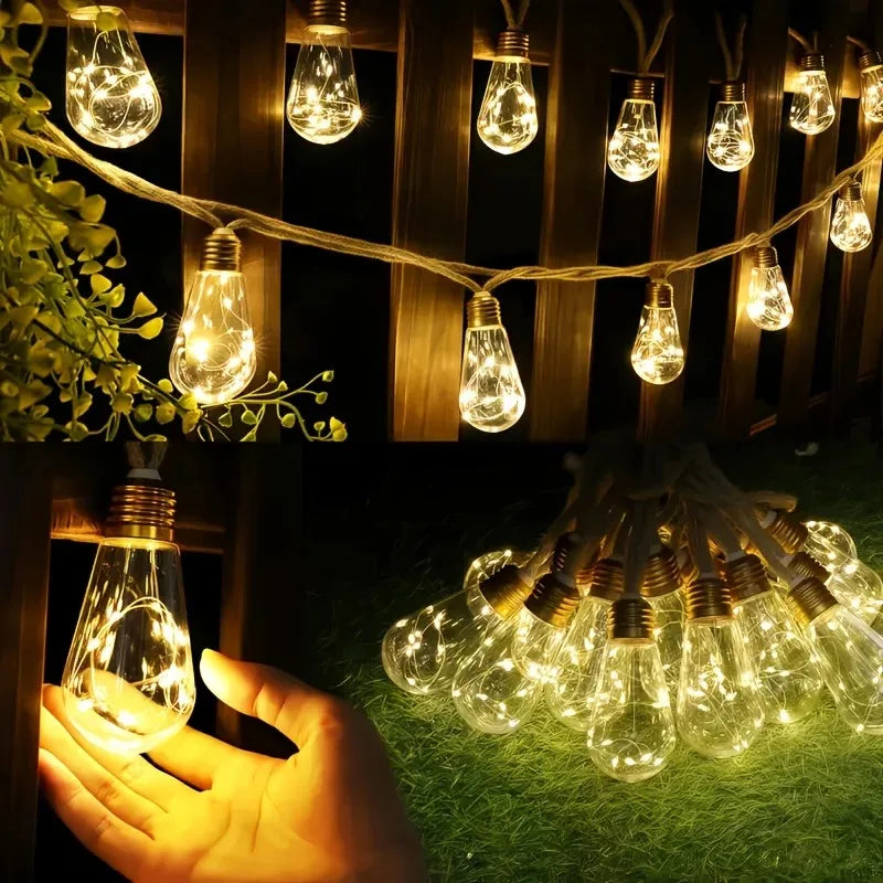 23-Ft Solar Rope String Lights – 16 Shatterproof Bulbs with 8 Lighting Modes