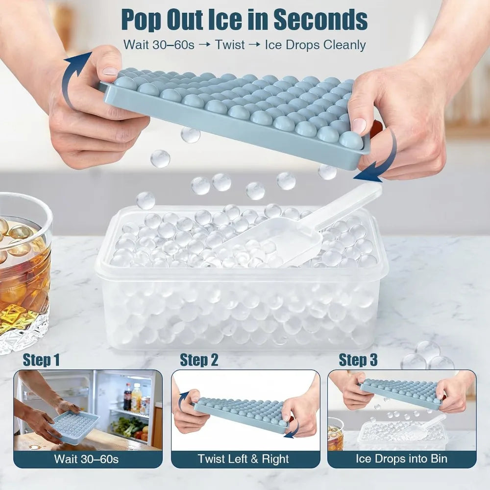 2-Pack Mini Pebble Ice Trays with Storage Bin & Scoop