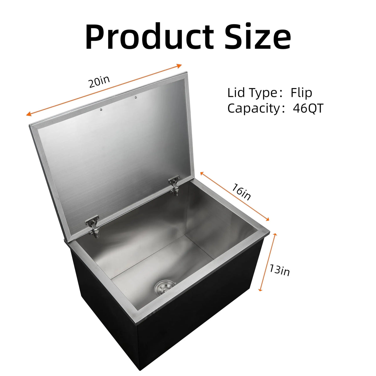 45-Qt Drop-In Stainless Steel Ice Chest with Lid & Drain