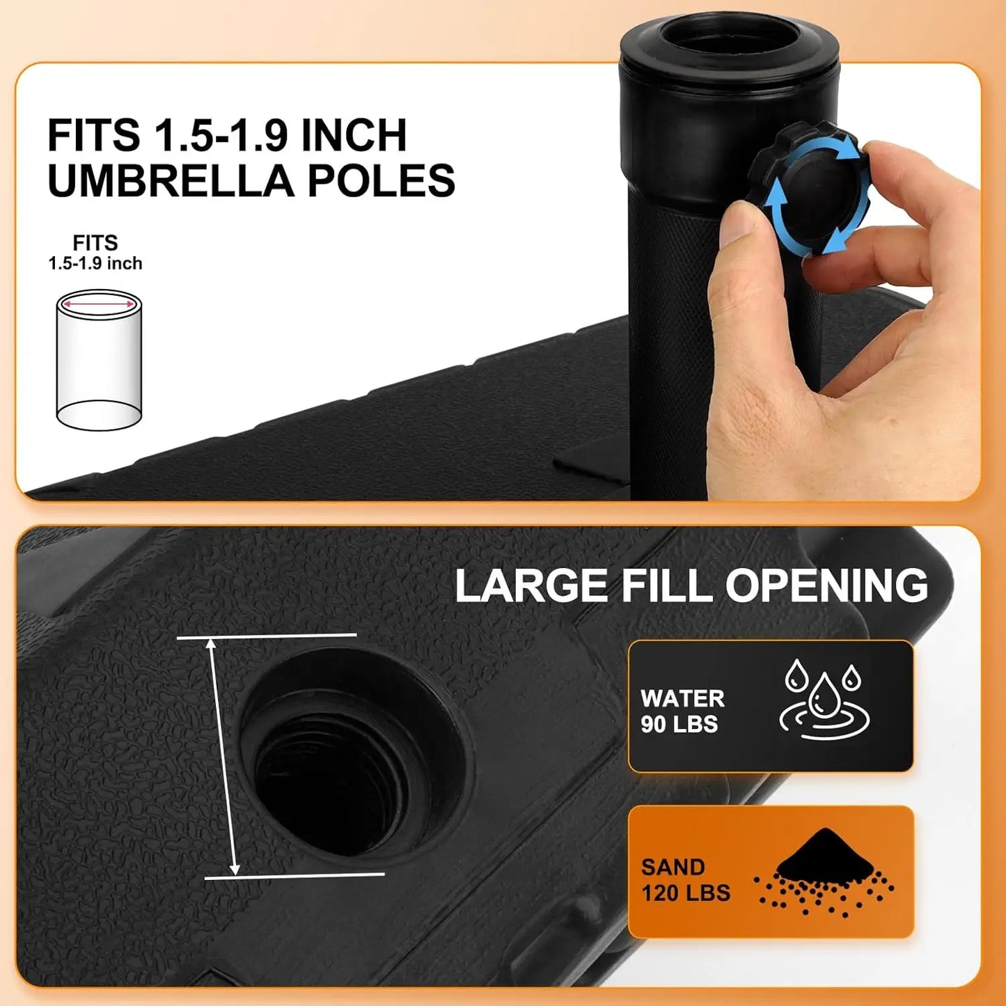 120LB Heavy-Duty Patio Umbrella Base with Wheels