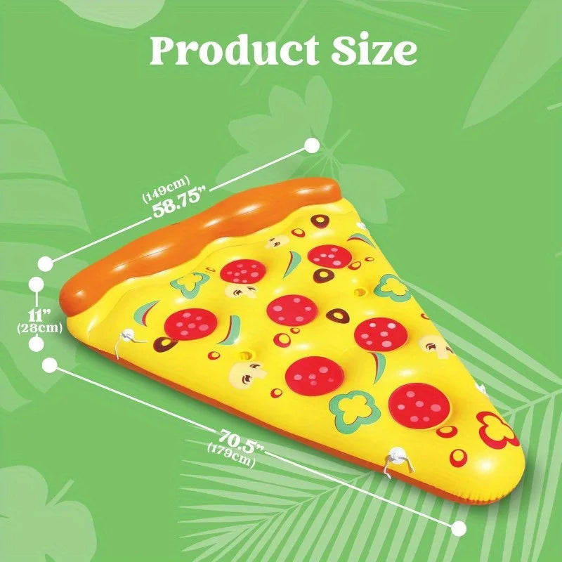 Giant Pizza Slice Inflatable Pool Float – 70.5" Pool Raft with Cup Holders & Connectors