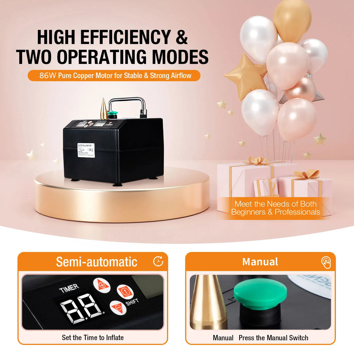 Rechargeable Electric Balloon Pump – 6600mAh Portable Inflator with LCD Display
