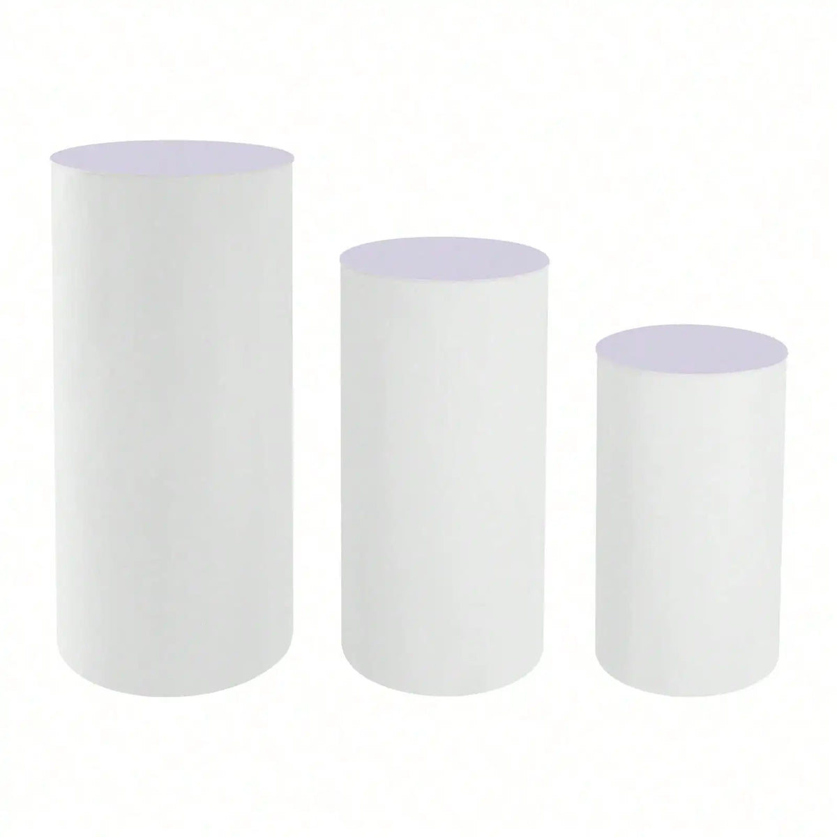 3-Piece White Cylinder Pedestal Stand Set – 23.6", 29.5" & 35.4" Round Display Plinths