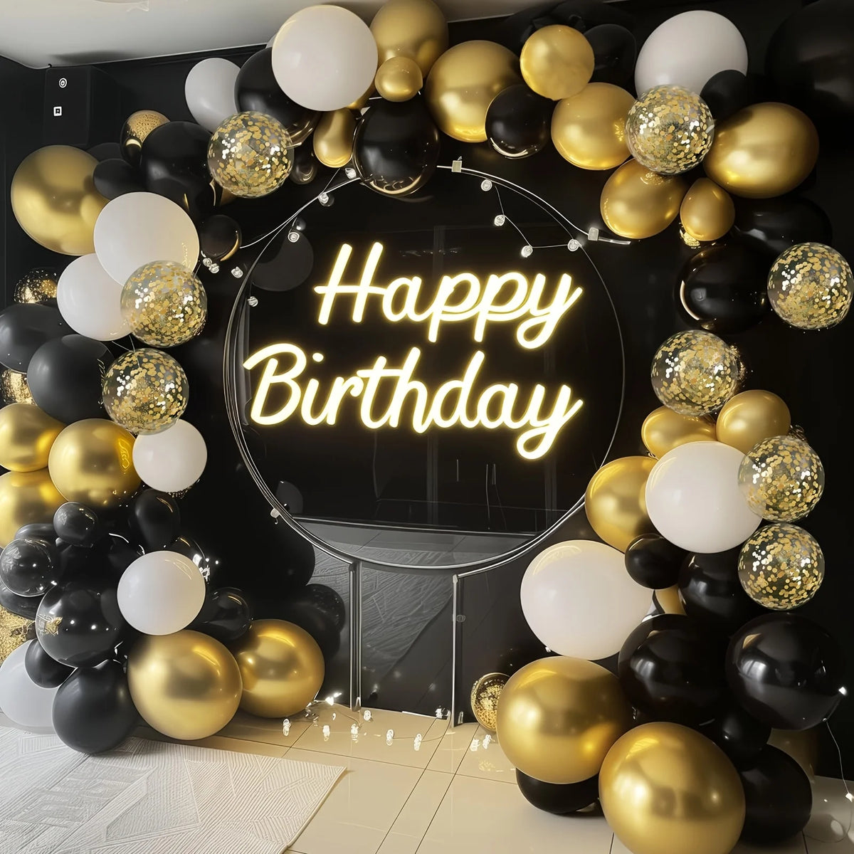 Luxury Black & Gold Balloon Garland Arch Kit – 183-Piece Party Celebration Décor