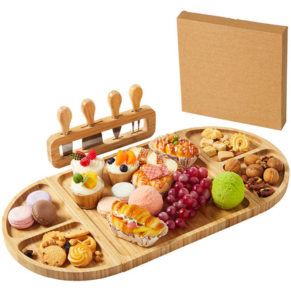 4-Piece Magnetic Wood Charcuterie Board Set – 23" Modular Cheese & Serving Board with Knife Set