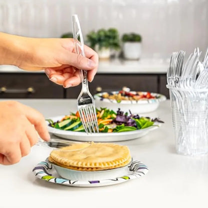 64-Set Clear Disposable Plastic Cutlery Set – Forks, Spoons & Knives for Parties & Events