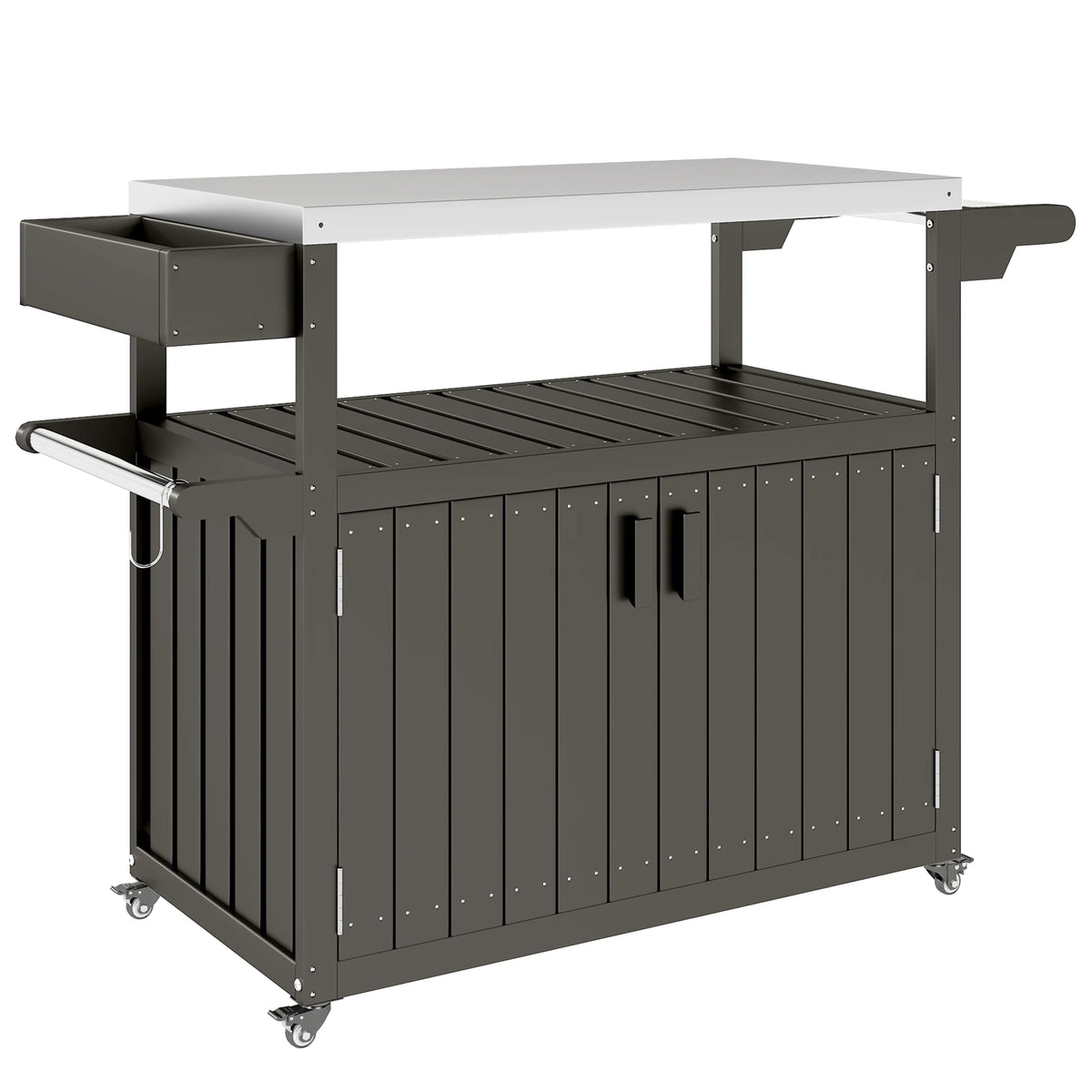 Outdoor Bar & Serving Cart with Storage – Dark Gray