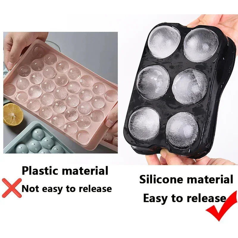 Large Silicone Sphere Cocktail Ice Molds – 4, 6 or 8-Cavity Cube & Sphere Trays for Whiskey & Bourbon