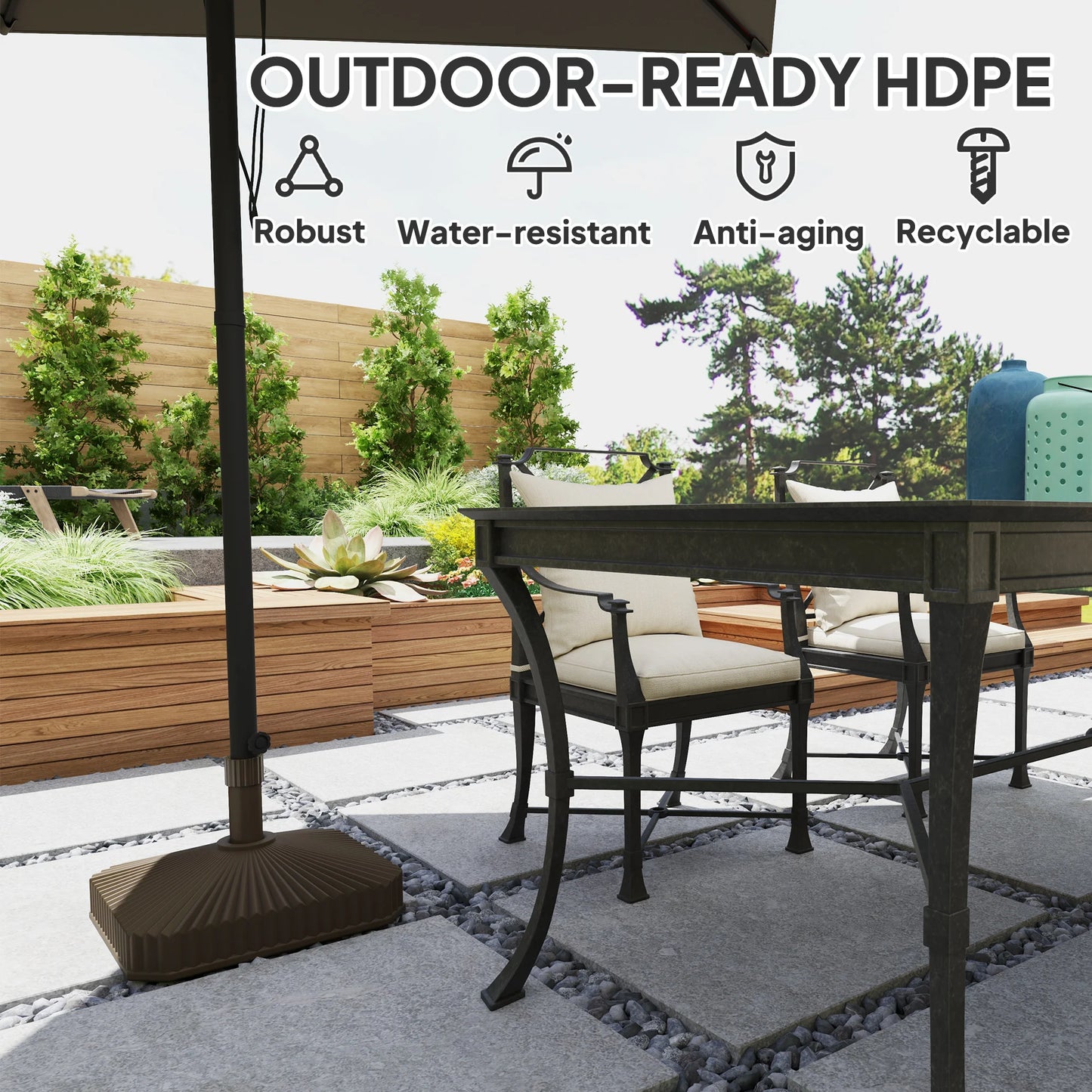 Fillable Square Patio Umbrella Base – Sand or Water Weighted Outdoor for Smaller Umbrellas Stand