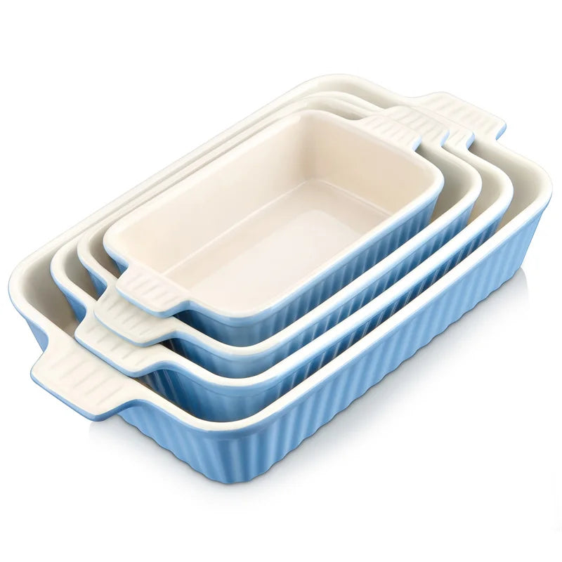 MALACASA Ceramic Baking Dish Set with Handles – 4 Piece