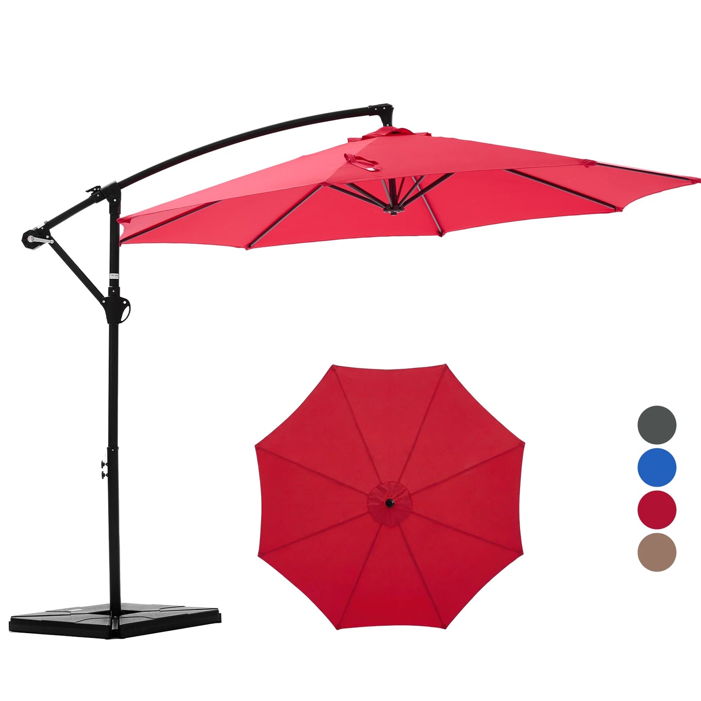 9.8FT Cantilever Patio Umbrella with Base – Adjustable Tilt & UPF50+ Sun Protection