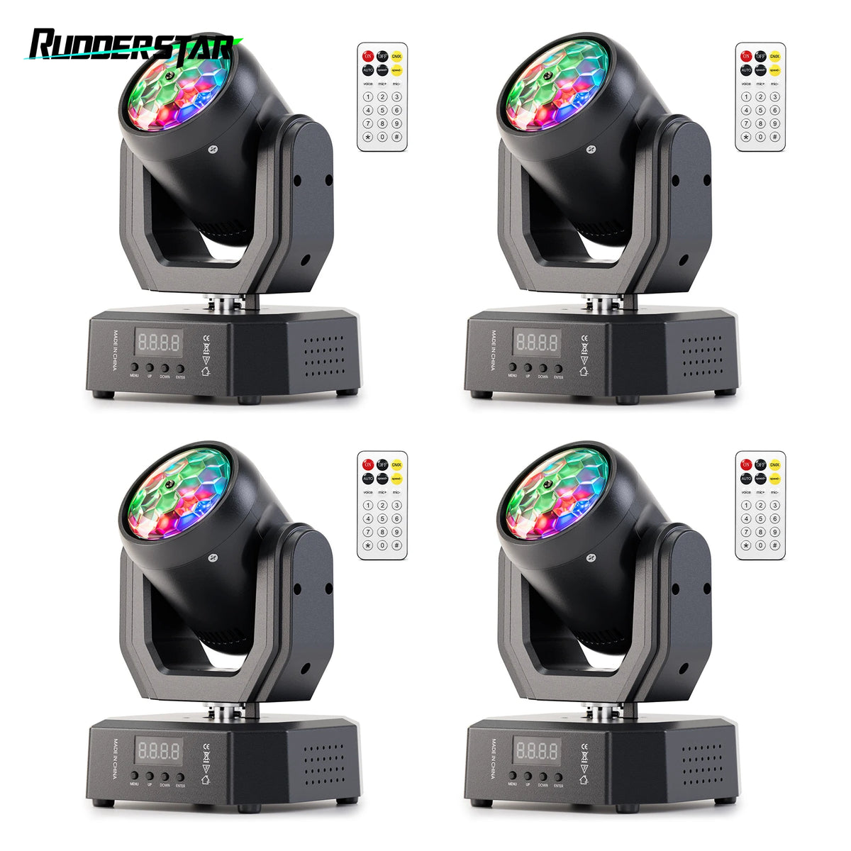 4-Pack Mini Moving Head DJ Party Lights – 30W Magic Ball Beam & Pattern Effects with Remote