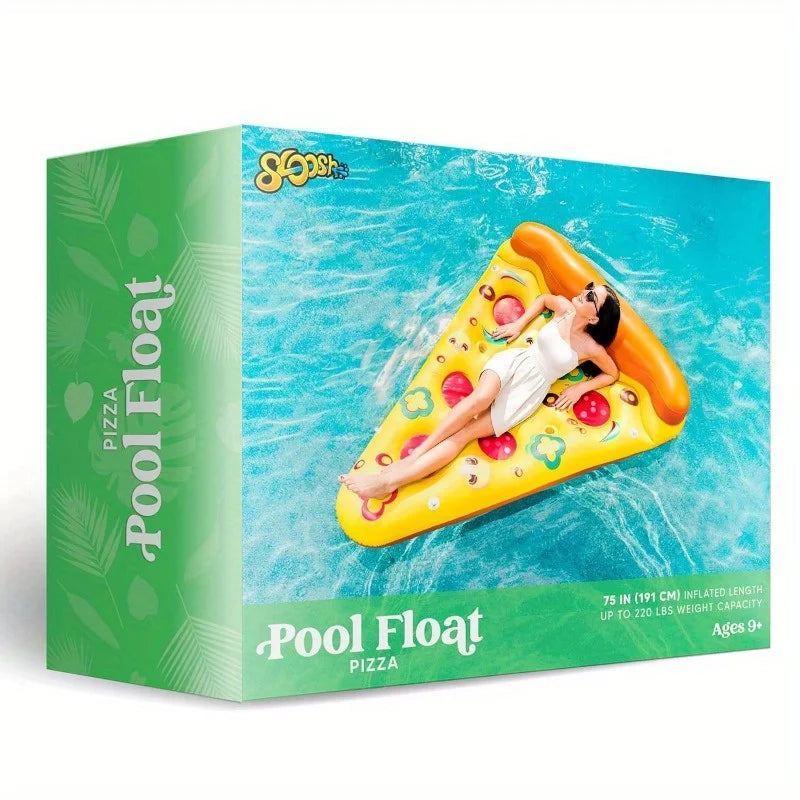 Giant Pizza Slice Inflatable Pool Float – 70.5" Pool Raft with Cup Holders & Connectors