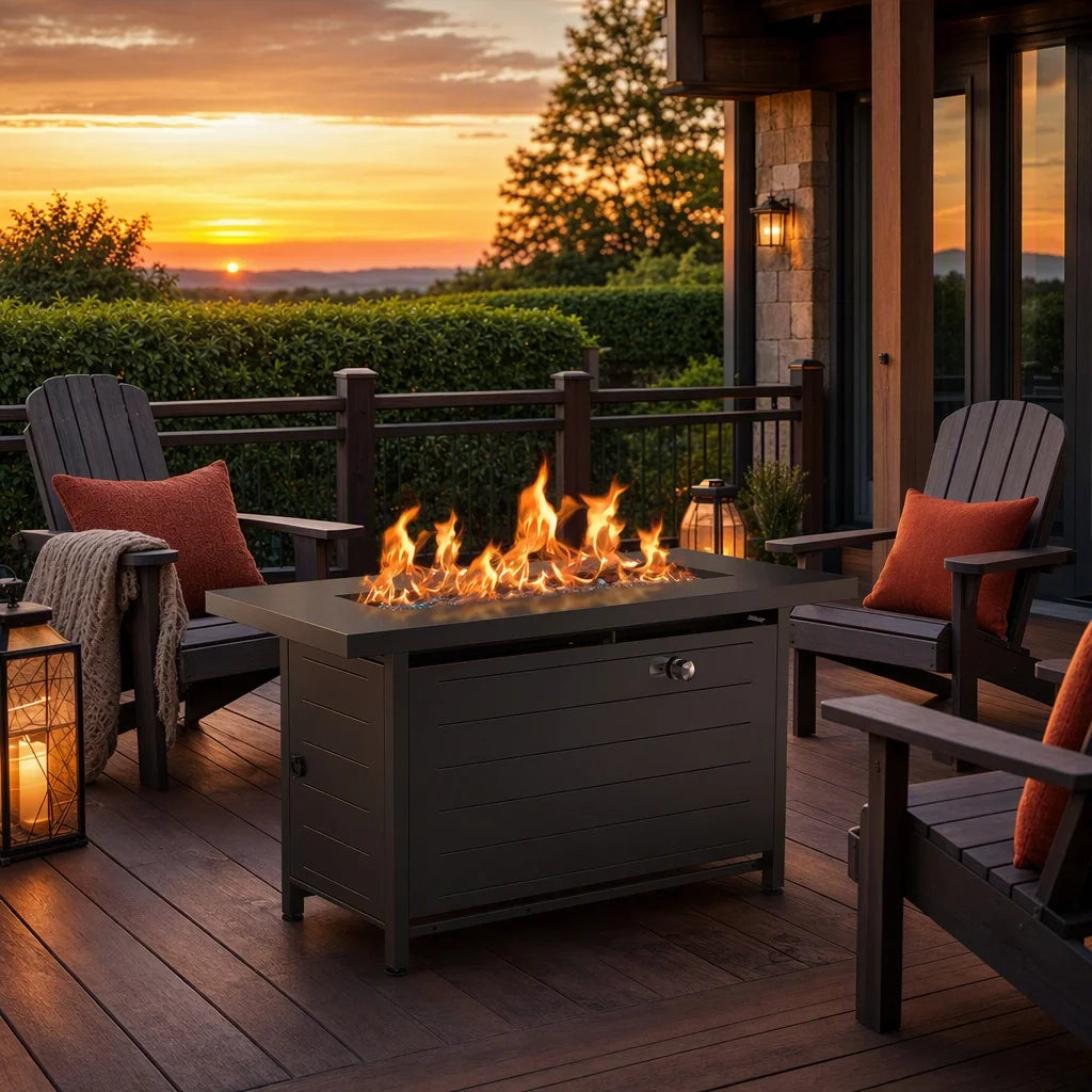 43" Rectangular Propane Fire Pit Table