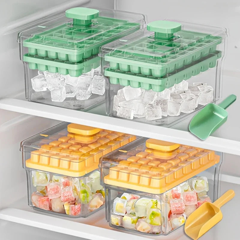 68-Cube Press-to-Release Ice Tray with Lid & Storage Bin
