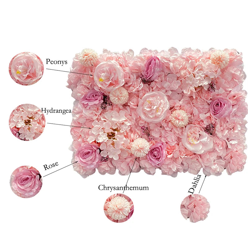40x60cm Artificial Silk Rose Flower Wall Panel